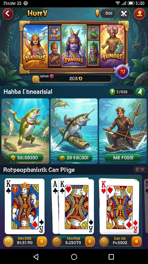 Tampilan awal V87 dengan karakter yang berwarna-warni.